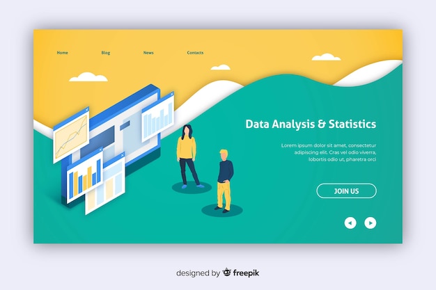 Free vector data analysis marketing landing page