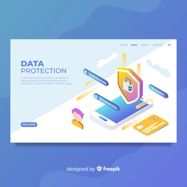 Free Vector data protection landing page