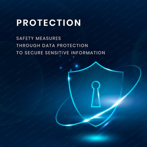 Free vector data protection technology template vector with lock shield icon