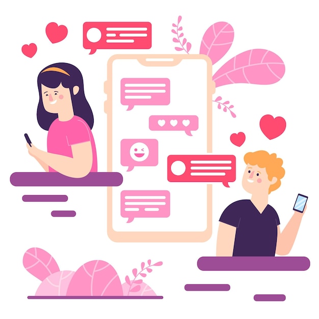 Free Vector dating app concept illustration with man and woman