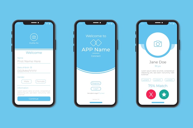 Free vector dating app interface concept