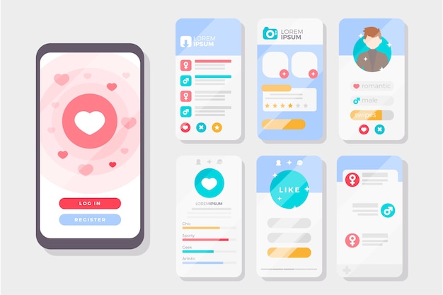 Free vector dating app swipe interface
