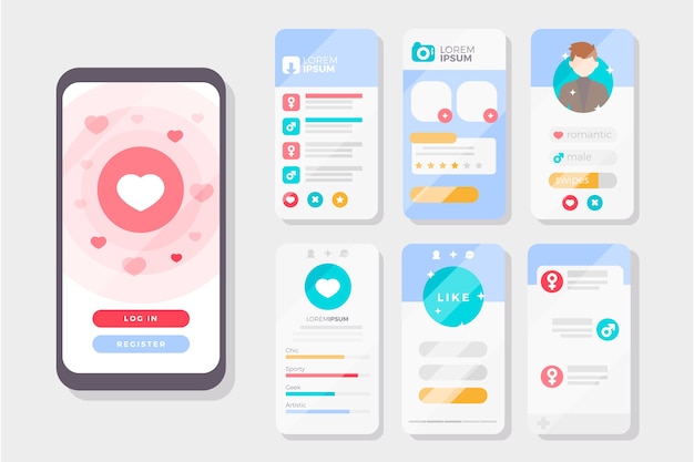 Free Vector dating app swipe interface