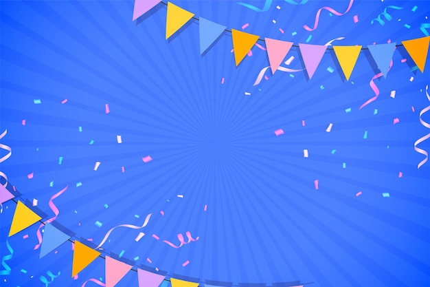 Free Vector decorative party flag background and confetti design