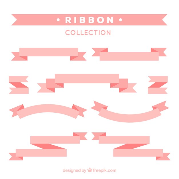 Decorative pink ribbons in flat design