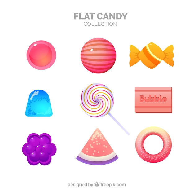 Delicious candies collection in flat style