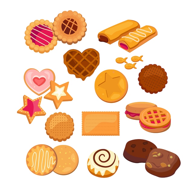 Free Vector delicious cookies set