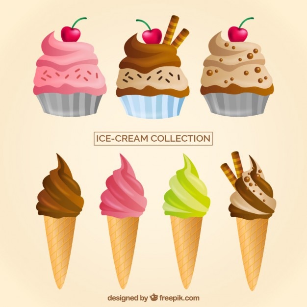 Free Vector delicious desserts and ice-creams