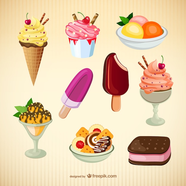 Free Vector delicious ice creams collection