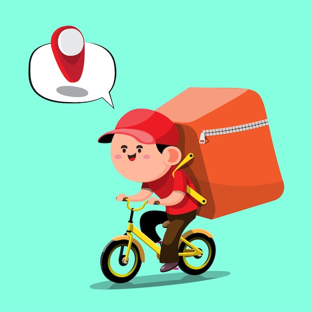 Free Vector delivery staff put products in cycling bags to deliver to customers according to the customer's order location. flat vector illustration design