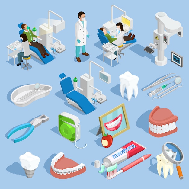 Free Vector dentist icons set 