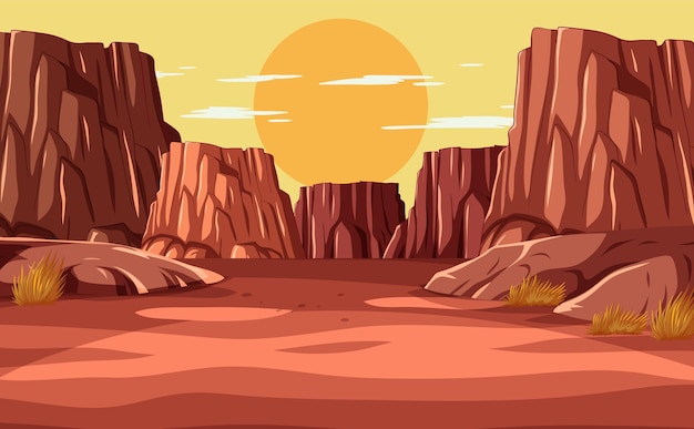 Free Vector desert canyon sunset vector illustration