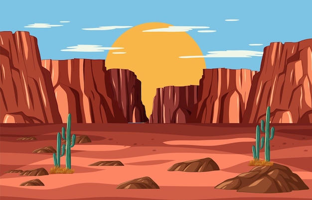 Free Vector desert canyon sunset vector illustration