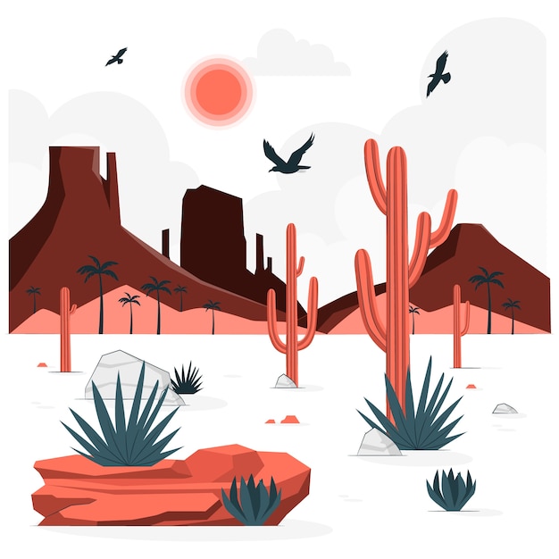 Free Vector desert  concept illustration