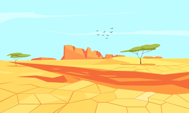 Free Vector deserted land flat composition