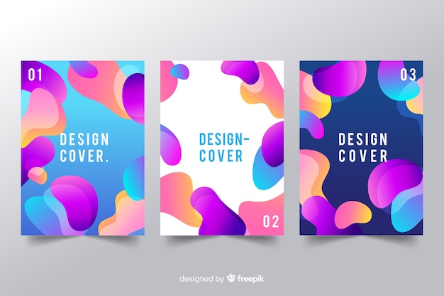 Free Vector design cover template with colorful liquid effect