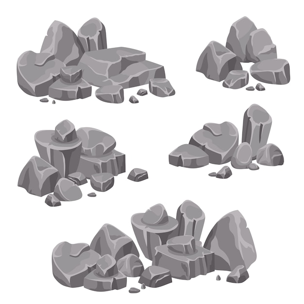 Free vector design groups of rocks and stones boulders