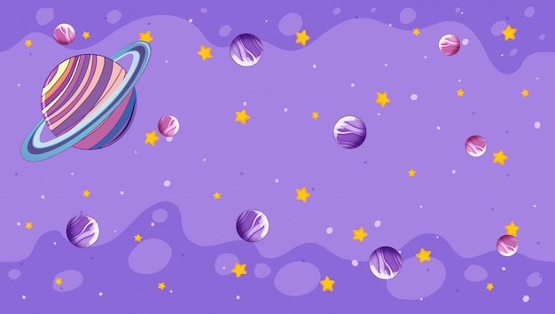 Free vector design with planets on purple