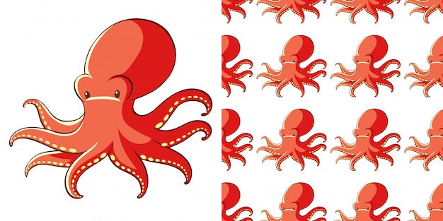  design with seamless pattern octopus