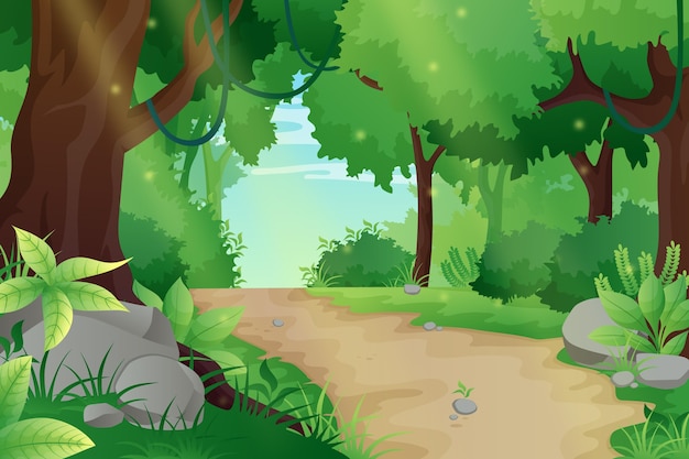 Free Vector detailed jungle background