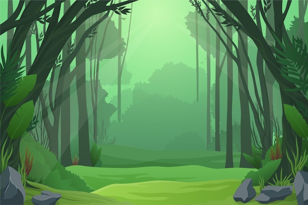 Free vector detailed jungle background