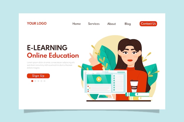 Detailed online learning landing page template