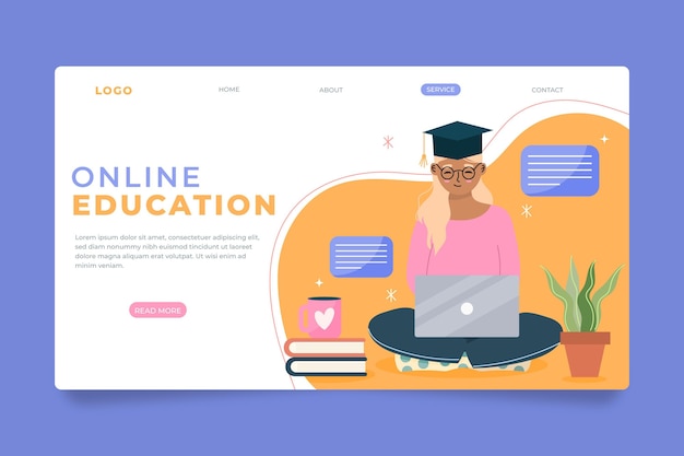 Free Vector detailed online learning landing page template