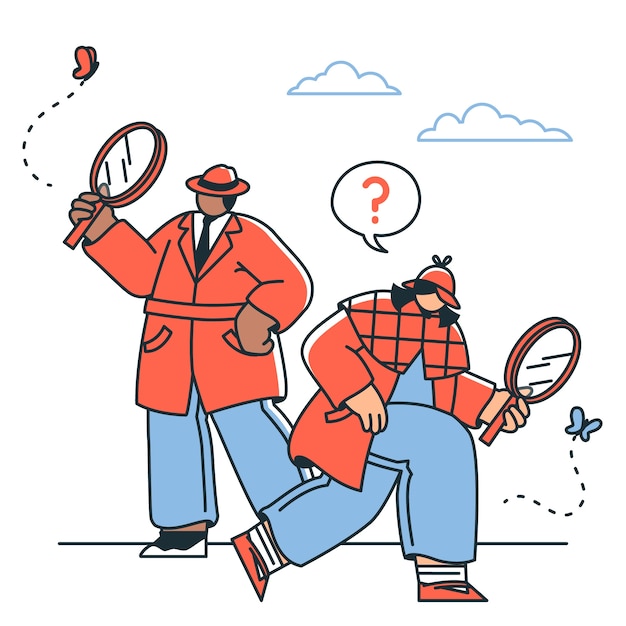 Free Vector detective kids concept illustration