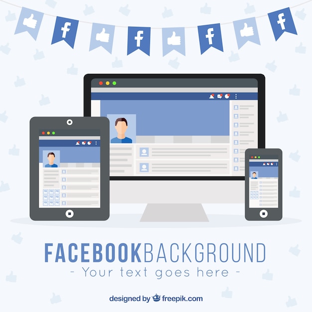 Free Vector device background with facebook web