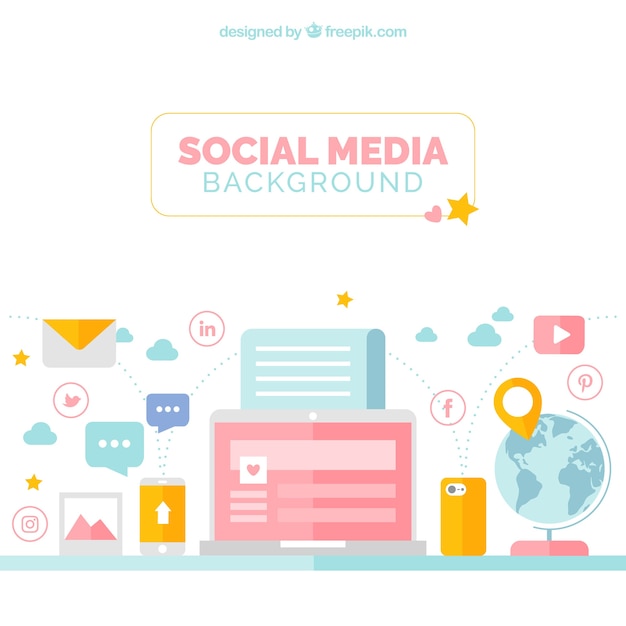 Free Vector device background with social networking elements