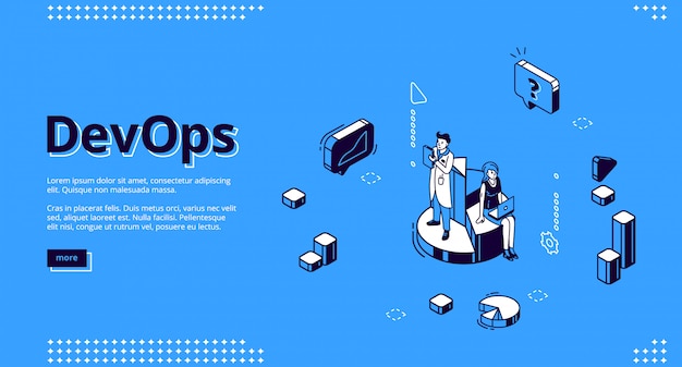 Devops isometric website, development and operation