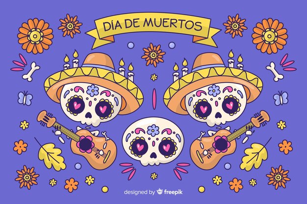 Dia de muertos concept in hand drawn