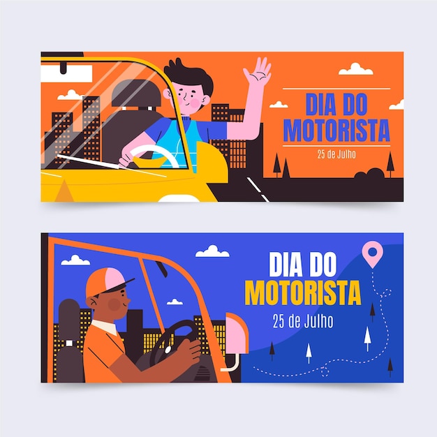 Free Vector dia do motorista banners set