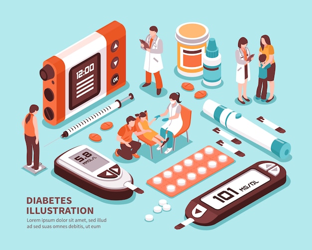 Free Vector diabetes isometric composition