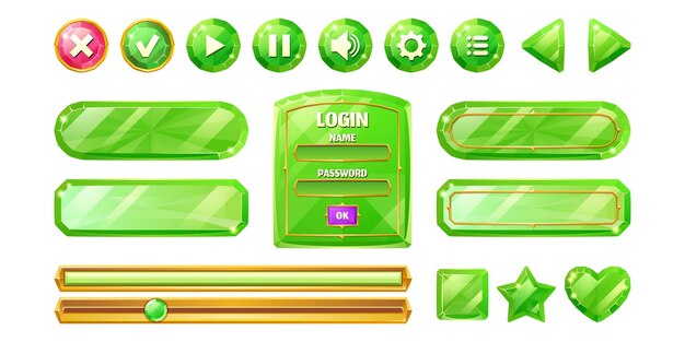 Diamond game menu interface crystal ui buttons