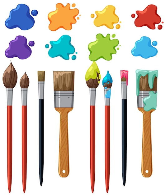Free vector different aint brushes set