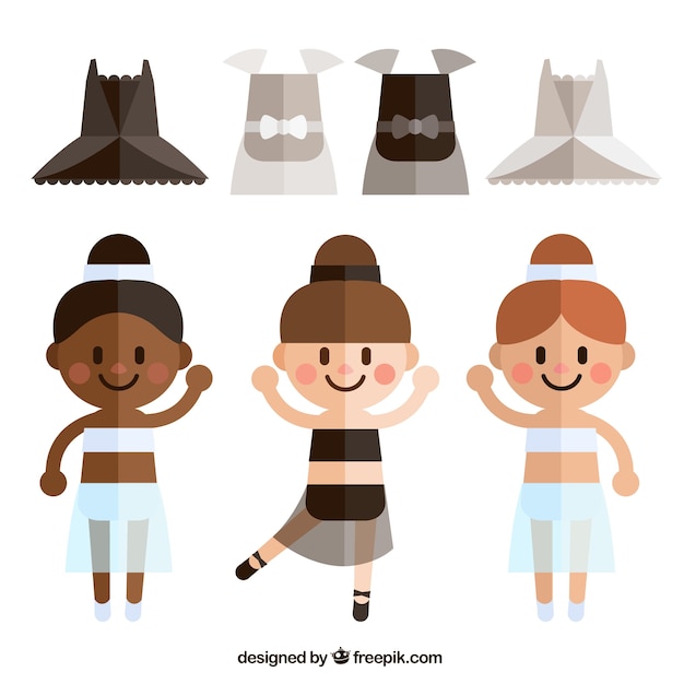 Free vector different ballerinas with accessories