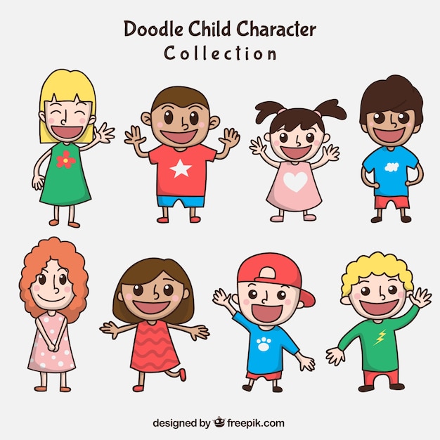 Free vector different characters to celebrate children's day