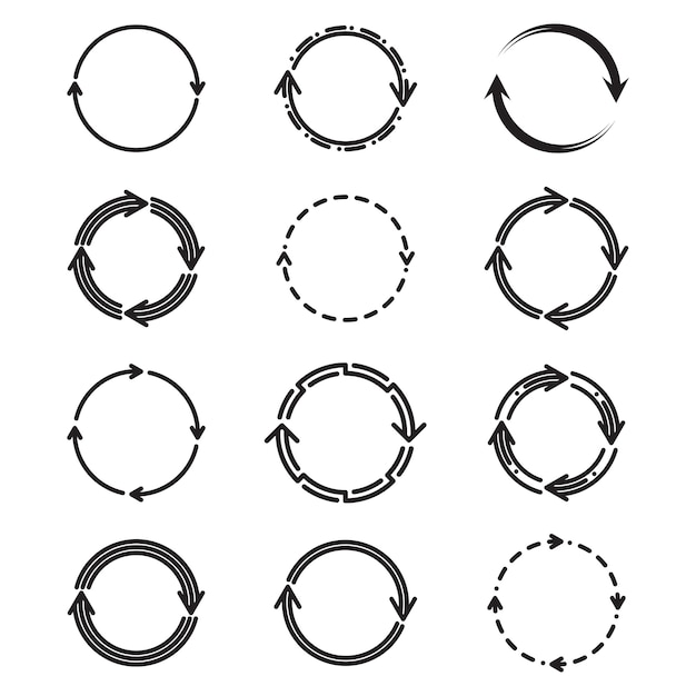 Free Vector different circle arrows flat icon set