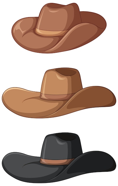 Free vector different cowboy hats set