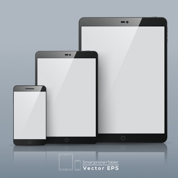 Free vector different devices with blank screen