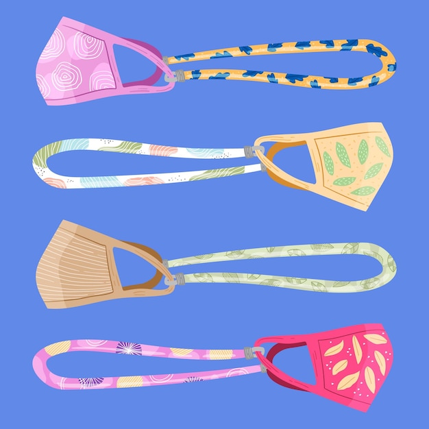 Different face masks lanyard set