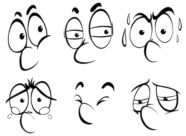 Free vector different facial expressions on white background