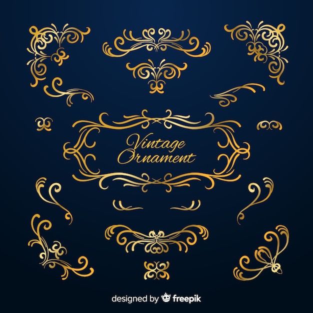 Free Vector different golden ornaments collection