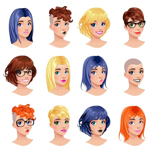 Free vector different hairstyles