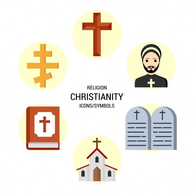 Free vector different icons, christian religion