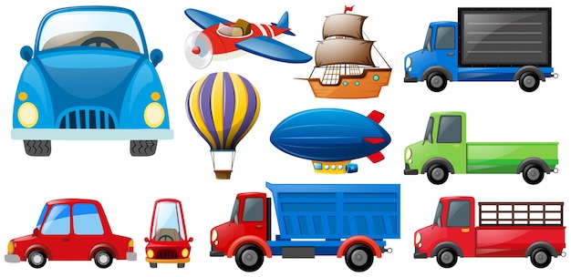 Free Vector different kinds of transportations