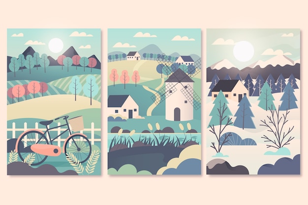 Free Vector different landscape collection