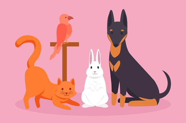 Free vector different pets concept