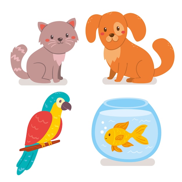 Different pets illustration pack